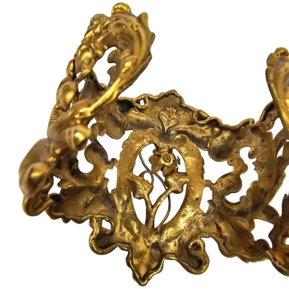 VIRGINS SAINTS & ANGELS "Archangel" Vintage Gold-Tone Rose Crystal Cuff - Picture 7 of 7